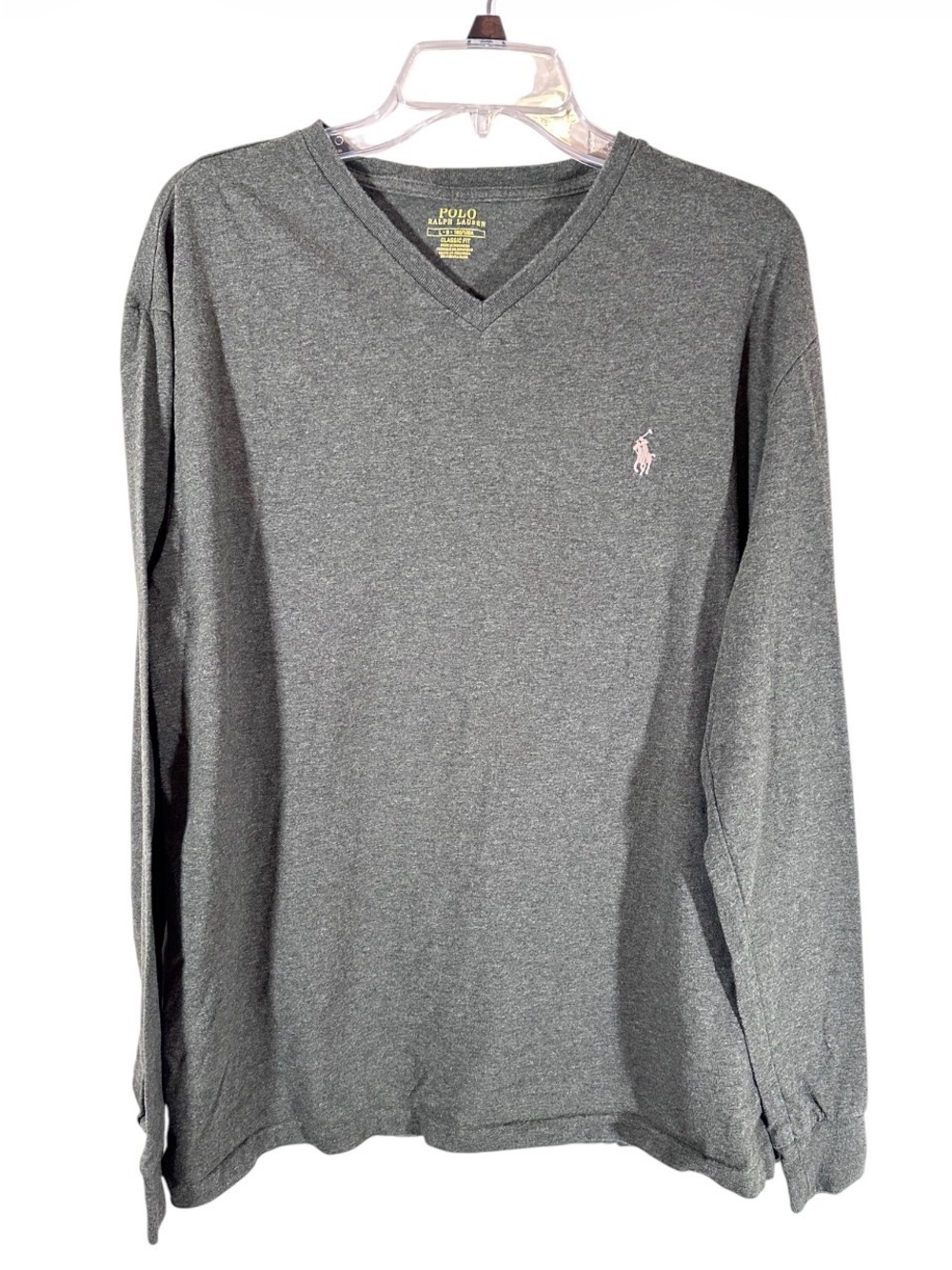 Polo Ralph Lauren heathered grey embroidered logo long sleeve tshirt mens large